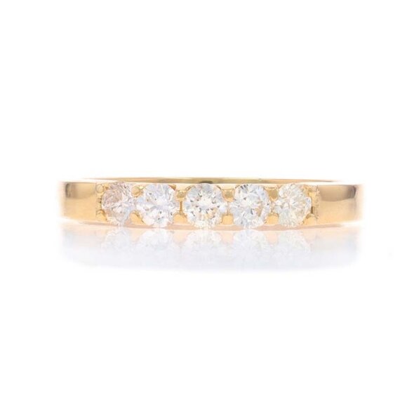 Yellow Gold Diamond Five-Stone Anniversary Wedding Band - 18k Round .50ctw Ring